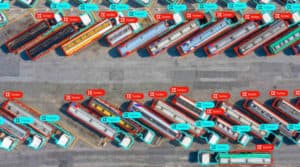 aerial imagery with image annotation of a logistics yard using artificial intelligence for supply chain