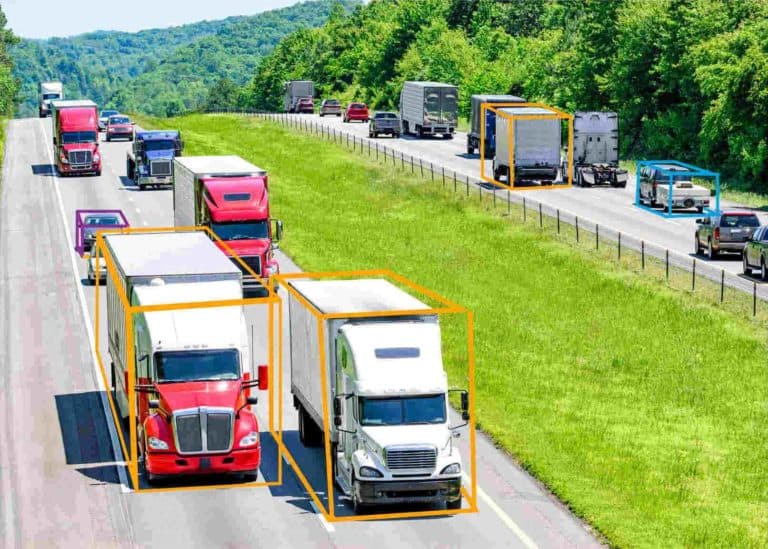 3d point cloud around moving trucks on a highway